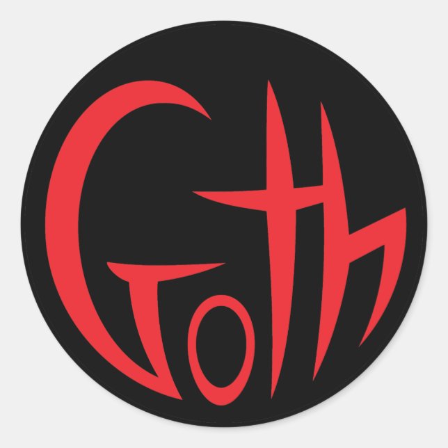 Adesivo Redondo Gótico (Apontado) (Vermelho) (Frente)