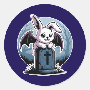 Adesivo Redondo Gótico bonito, vampiro Bunny Kawaii Halloween