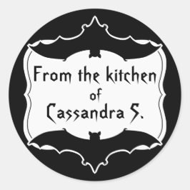 Adesivo Redondo Gótico branco e preto-e-branco do Halloween