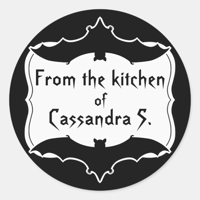 Adesivo Redondo Gótico branco e preto-e-branco do Halloween (Frente)