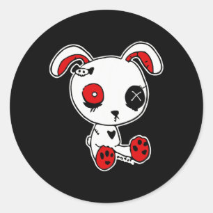Adesivo Redondo Gótico Bunny Lazy Halloween Figurume Assustador Gó