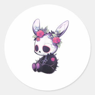 Adesivo Redondo Gótico Coelhinha Gótica Fita E-Girl Coelho Kawaii