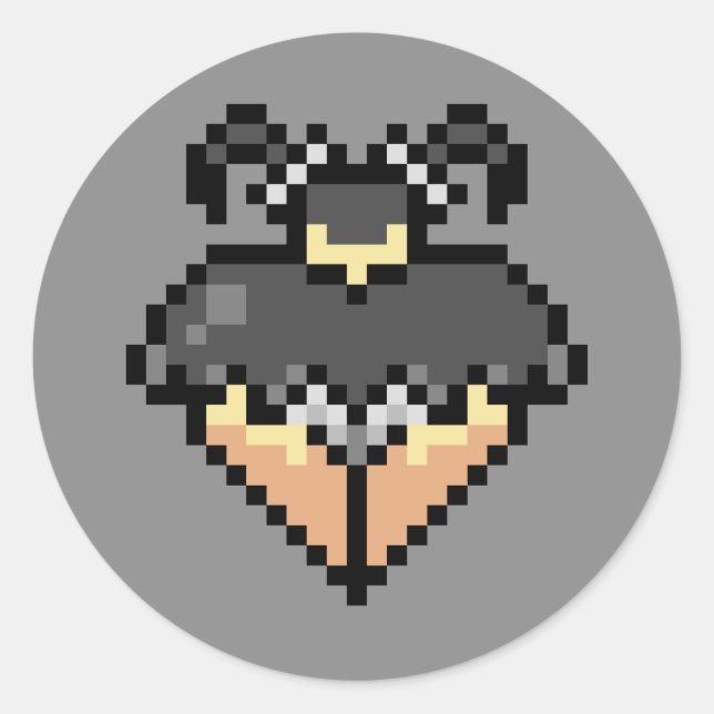 Adesivo Redondo Gótico de um pequeno viciado em saia preta (Frente)