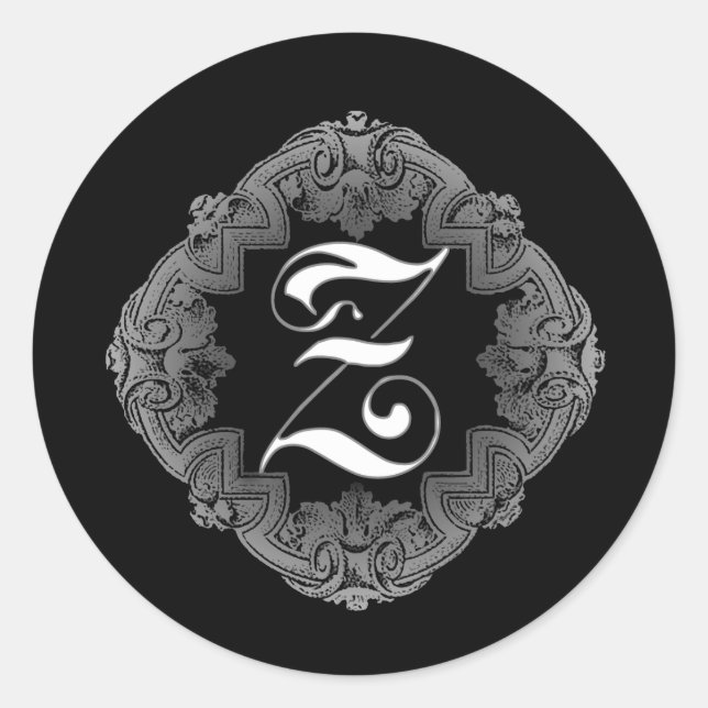 Adesivo Redondo Gótico Elegante Autocolante Z (Frente)