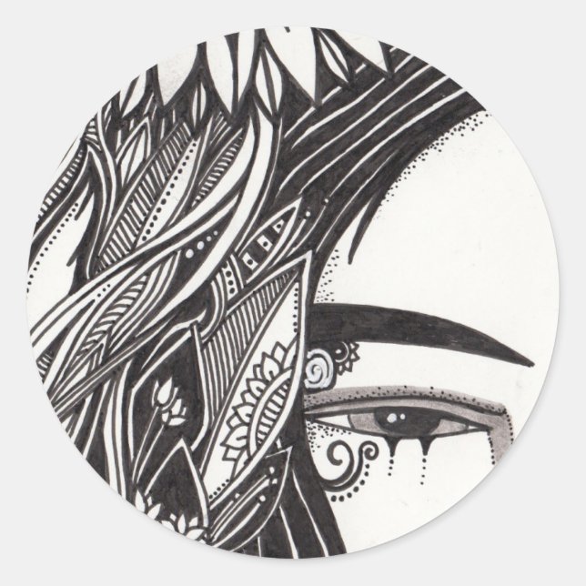 Adesivo Redondo Gótico Girl Stickers (Frente)