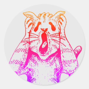 ADESIVO REDONDO GÓTICO HORROR CAT DRAMA, ALGUÉM MOVEU CAIXA DE LIT