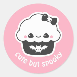 Adesivo Redondo Gótico Kawaii Spooky, Cupcake bonito