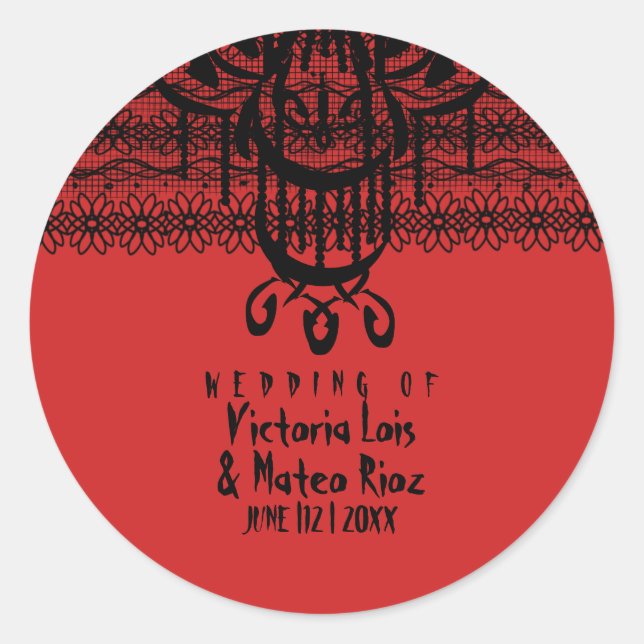 Adesivo Redondo Gótico Lace Chandelier Red Black (Frente)