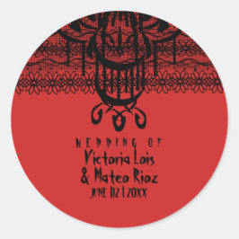 Adesivo Redondo Gótico Lace Chandelier Red Black