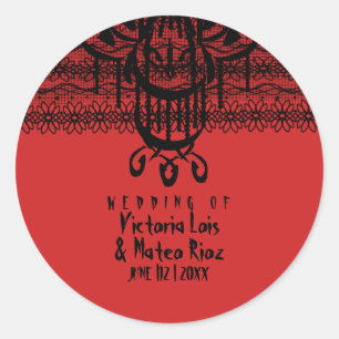 Adesivo Redondo Gótico Lace Chandelier Red Black