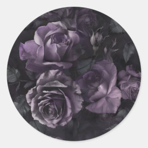 Adesivo Redondo Gótico Lavanda Roxo Rosa Floral