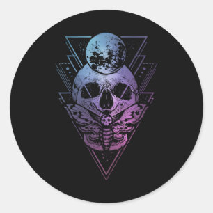 Adesivo Redondo Gótico Moon Gótico Gótica Wicca Crescente Lunar Ma