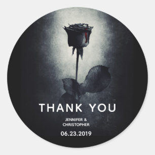 Adesivo Redondo Gótico Negro Derrubando Sangue Macabre Casamento