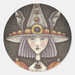 Adesivo Redondo GÓTICO PUMPKIN WITCH HALLOWEKERS SHEET Heart