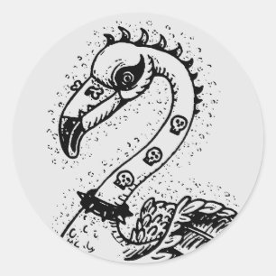 ADESIVO REDONDO GÓTICO PUNK ROCKER FLAMINGO, HÁBULAS, CABELO ESPIR