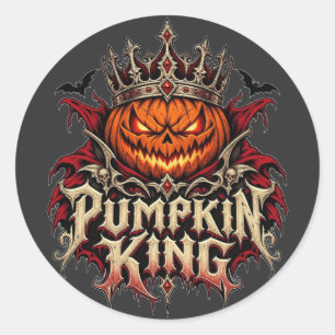 Adesivo Redondo Gótico Rei da Abóbora de Halloween