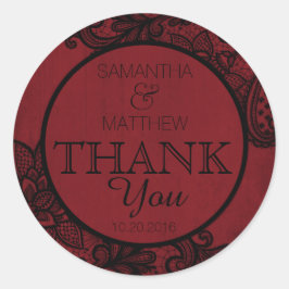 Adesivo Redondo Gótico Vermelho Negra  Moderno Obrigado Rótulo