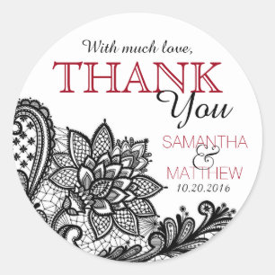 Adesivo Redondo Gótico White Moderno Black Lace - Obrigado Rótulo