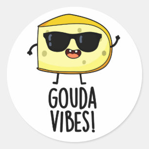 Adesivo Redondo Gouda Vibes Piada de Queijo Engraçada 