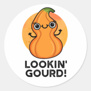 Adesivo Redondo Gourd Cute Veggie Pun