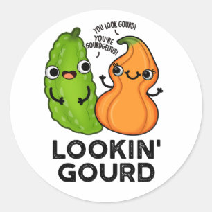 Adesivo Redondo Gourd Engraçado Veggie Pun