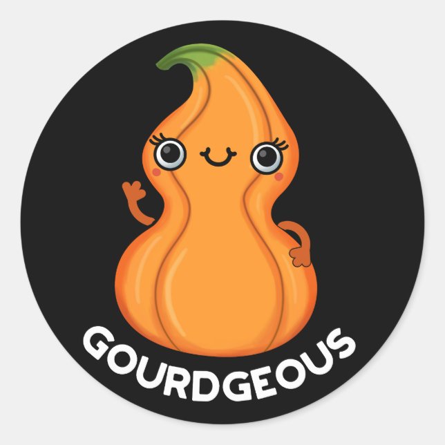 Adesivo Redondo Gourd Gourd Veggie Pun Dark BG (Frente)