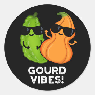 Adesivo Redondo Gourd Vibes Funny Veggie Pun Dark BG