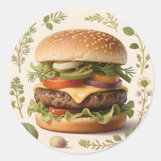 Adesivo Redondo Gourmet Cheeseburger Illustration
