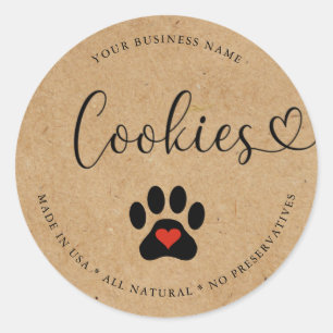 Adesivo Redondo Gourmet Rustic Dog Cookies Naturais