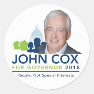 Adesivo Redondo Governador 2018 de John COX