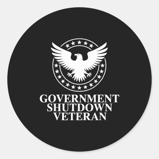 Adesivo Redondo Government Shutdown Veteran Eagle Patriotic Litica (Frente)