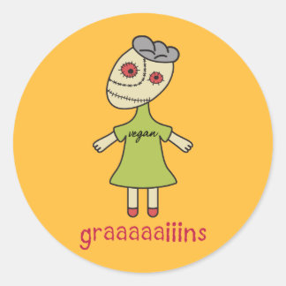 Adesivo Redondo Graaaaaiins Vegan Zombie