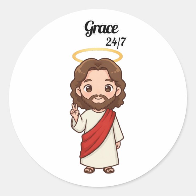 Adesivo Redondo Grace 24/7 - Reações de Jesus (Frente)