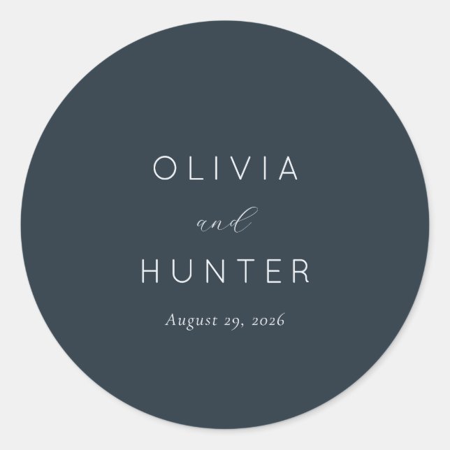 Adesivo Redondo Graceful Navy Calligraphy (Frente)