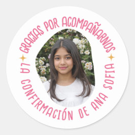 Adesivo Redondo Gracias por acompañarnos confirmación con foto