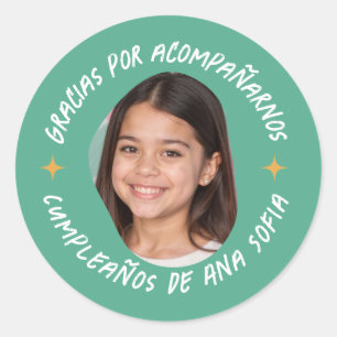 Adesivo Redondo Gracias por acompañarnos cumpleaños con foto