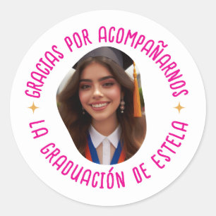 Adesivo Redondo Gracias por acompañarnos graduación con foto
