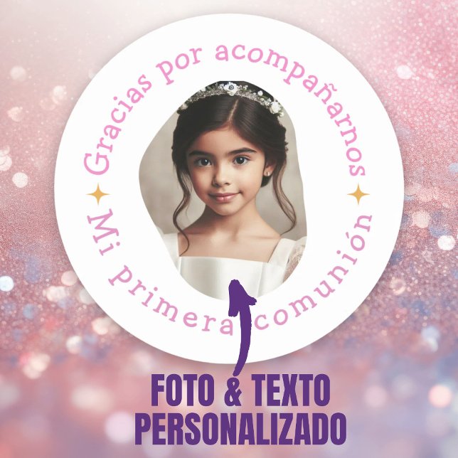 Adesivo Redondo Gracias por acompañarnos mi primera comunión (Gracias por acompañarnos mi primera comunión foto classic round sticker.)