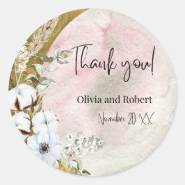 Adesivo Redondo "Gracioso e Eterno Obrigado pelo casamento.