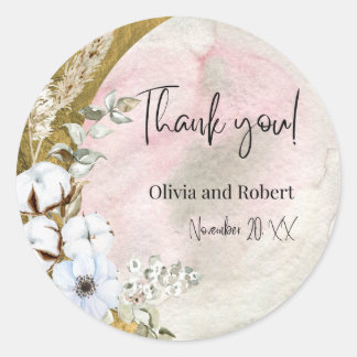 Adesivo Redondo "Gracioso e Eterno Obrigado pelo casamento.