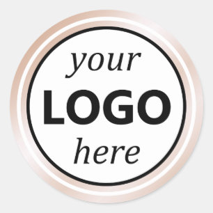Adesivo Redondo Gradação de cor rosa-rosa elegante Seu logotipo aq