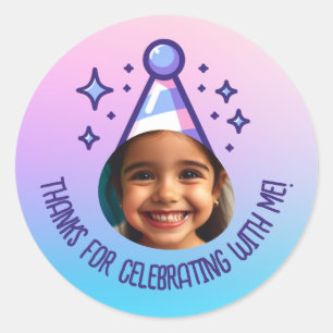 Adesivo Redondo Gradação de Pastel do Partido Obrigados de Nascime