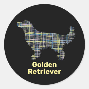 Adesivo Redondo Grade Amarela e Negra do ouro Retriever