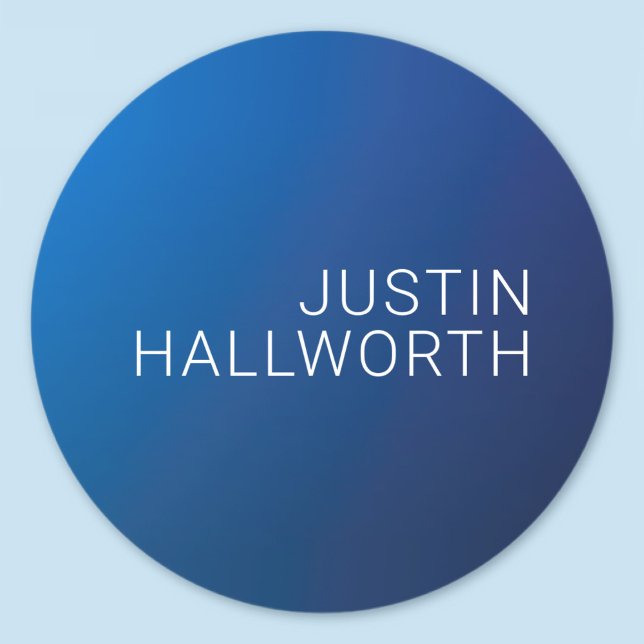 Adesivo Redondo Gradiente Azul Escuro Moderno e Texto Editável Mín (Criador carregado)