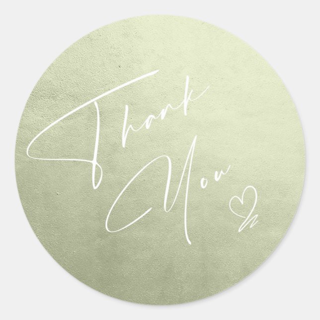 Adesivo Redondo Gradiente de Aquarela Obrigado Sage Green ID786 (Frente)