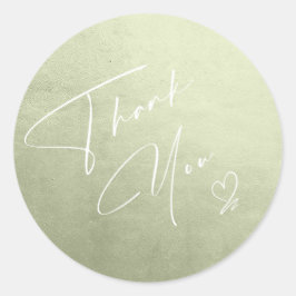 Adesivo Redondo Gradiente de Aquarela Obrigado Sage Green ID786