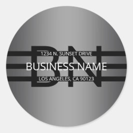 Adesivo Redondo Gradiente de Cinzas Moderna e faixas pretas horizo
