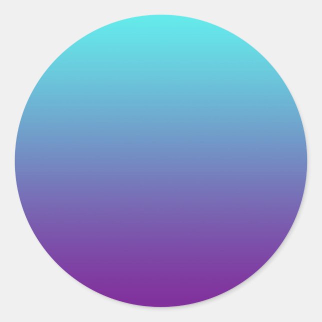 Adesivo Redondo Gradiente de Fundo Simples Turquesa Azul Roxo (Frente)