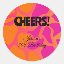 Adesivo Redondo Gradiente de Laranja e Rosa Vibrante Cheers