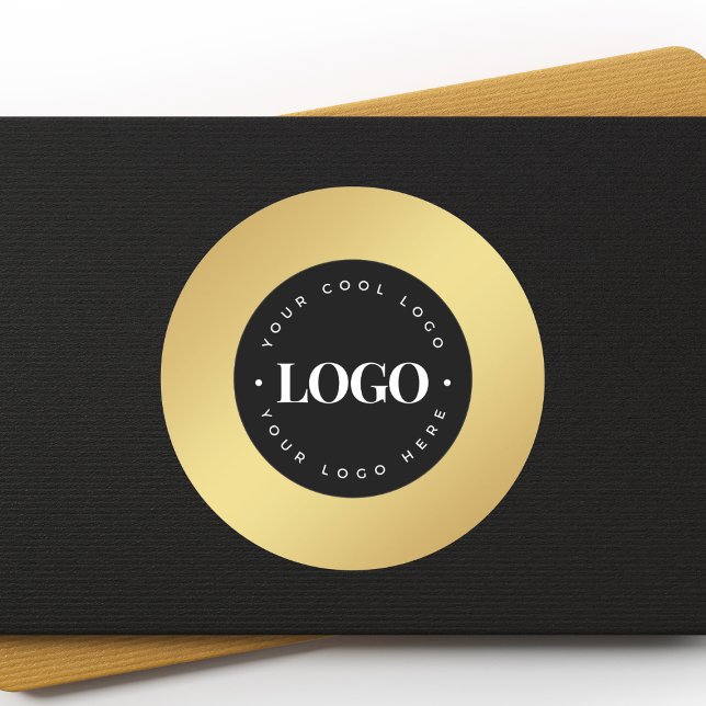 Adesivo Redondo Gradiente Dourado Adicione Seu Logotipo Personaliz (Criador carregado)